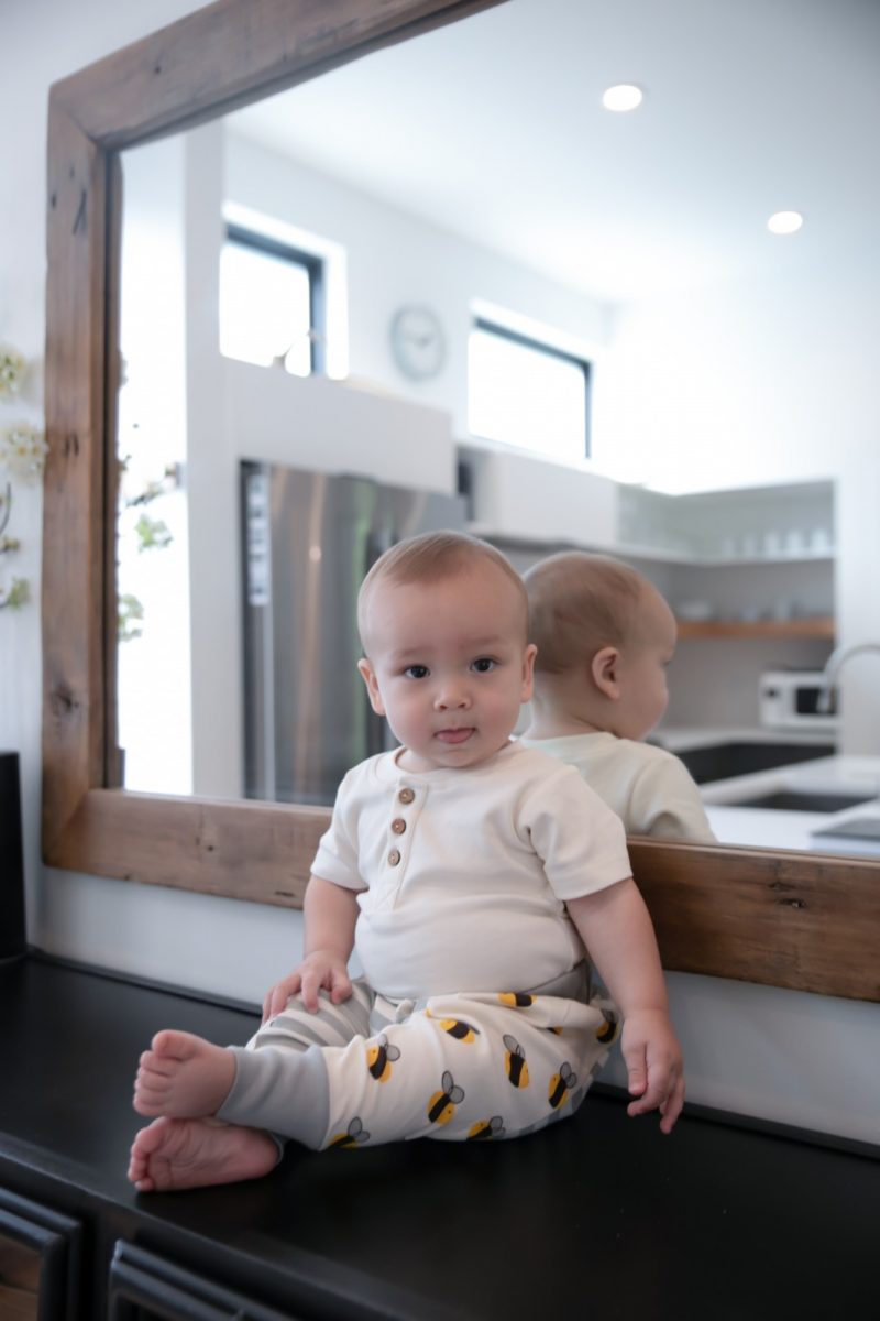 Natural Henley Short Sleeve Bodysuit + Coconut Buttons