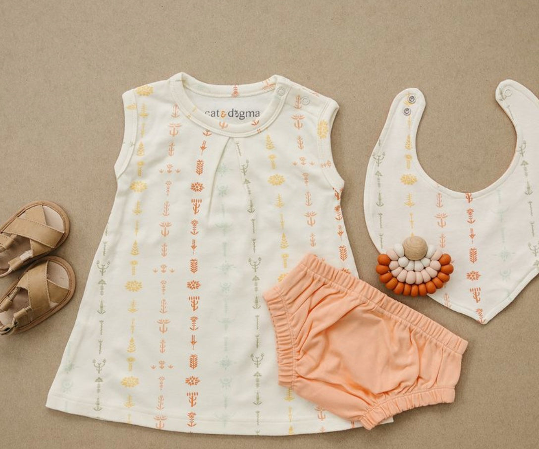 Organic Cotton Dress w/ Bloomers - Boho Floral