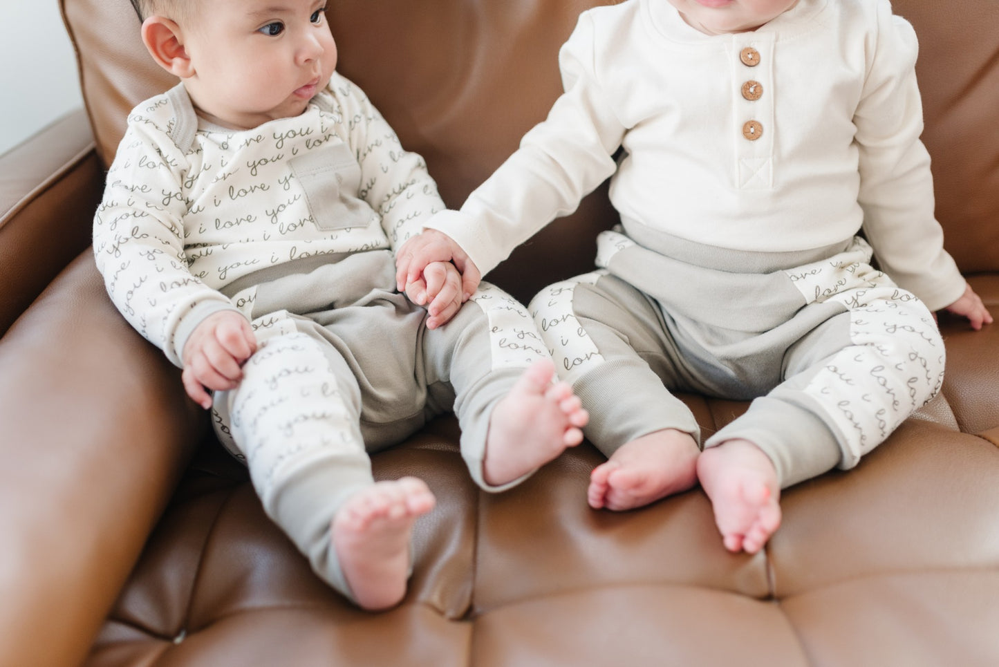 Natural Henley Long Sleeve Bodysuit + Coconut Buttons