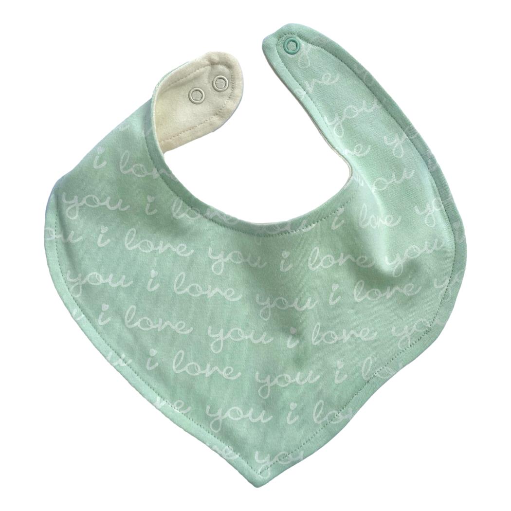Organic Cotton Bib - I Love You (Desert Green)