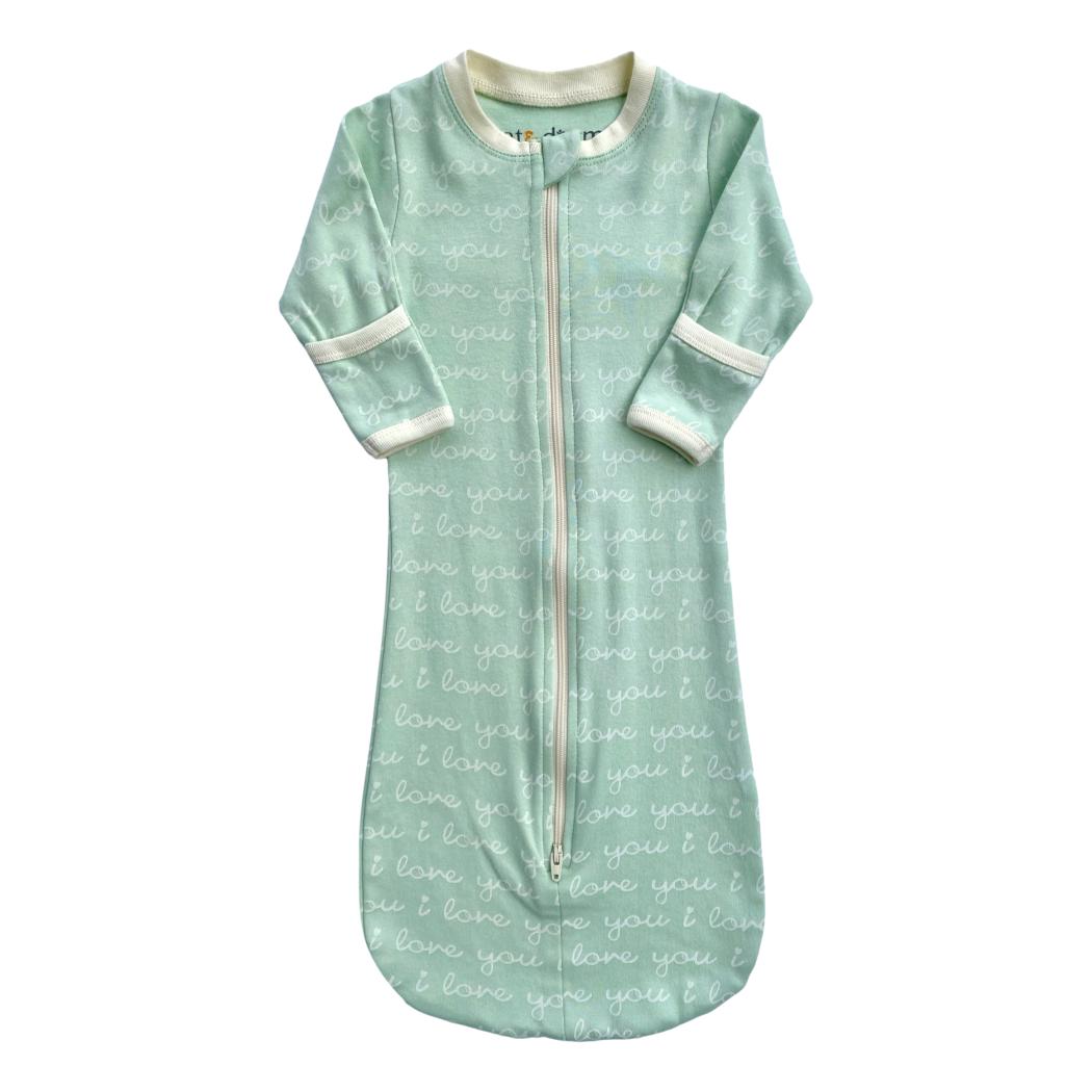 Organic Cotton Sleepsack - I Love You (Desert Green)