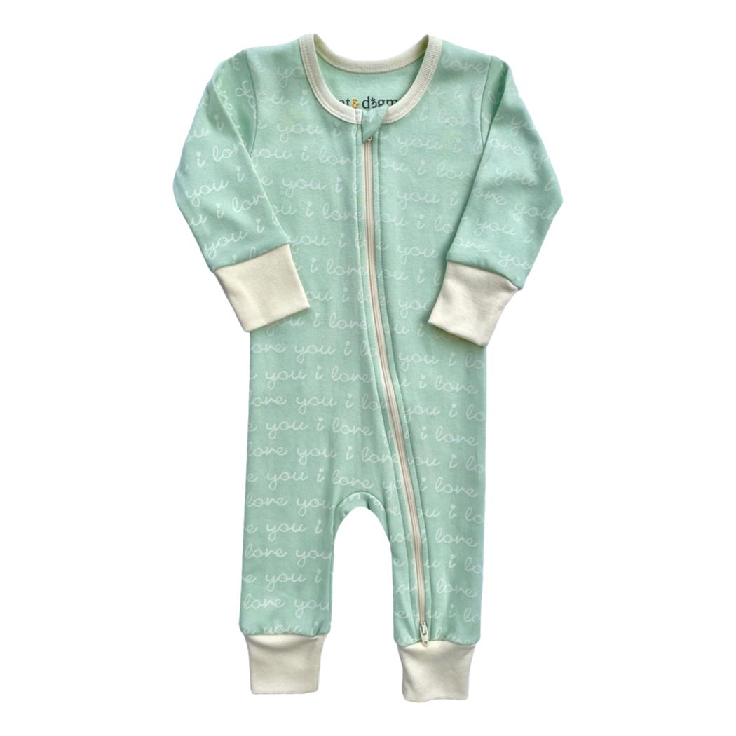 Organic Cotton Zippy - I Love You (Desert Green)
