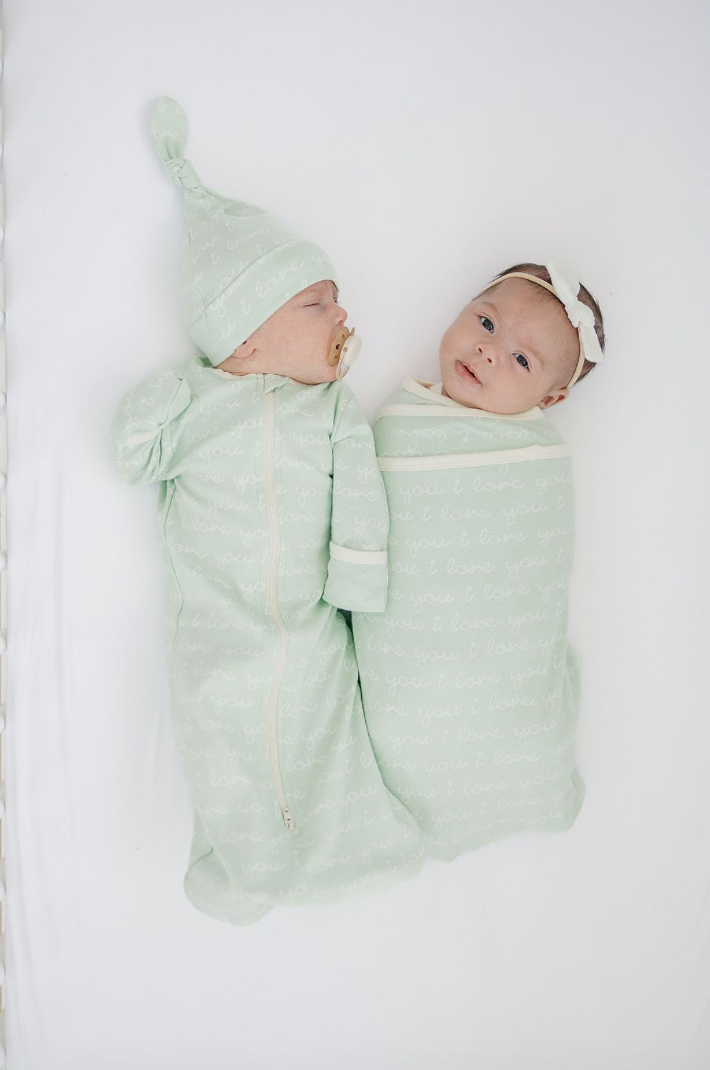 Organic Cotton Sleepsack - I Love You (Desert Green)