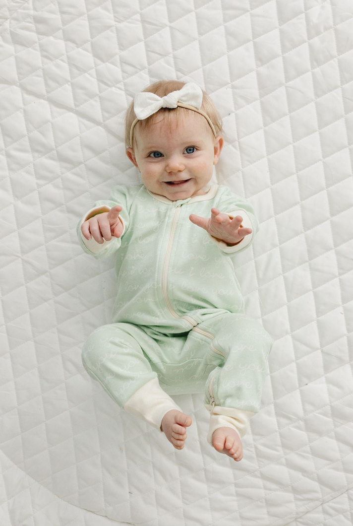 Organic Cotton Zippy - I Love You (Desert Green)