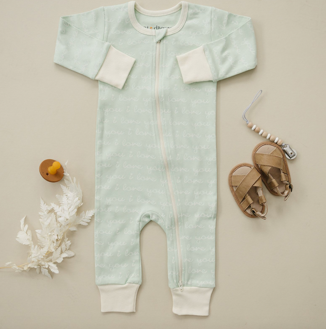 Organic Cotton Zippy - I Love You (Desert Green)
