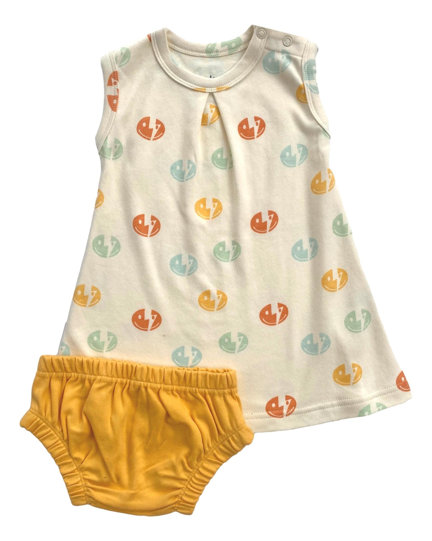Organic Cotton Dress w/ Bloomers - Smiley Bolts