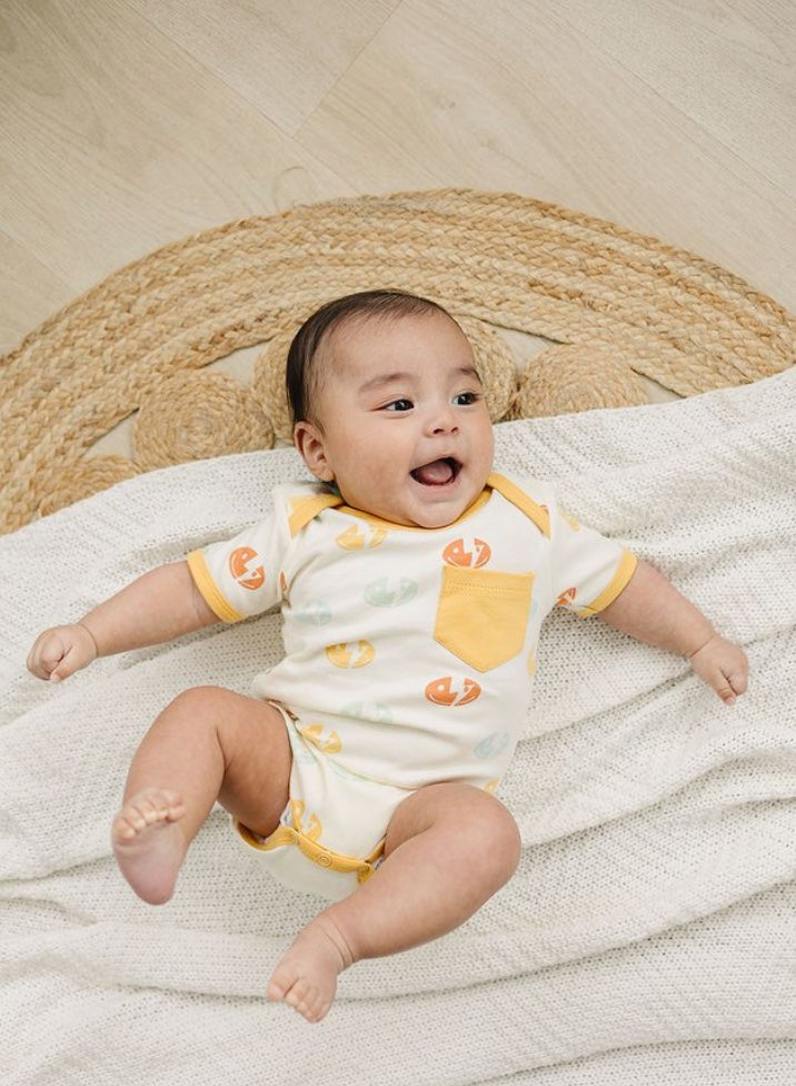 Organic Cotton Short Sleeve Bodysuit - Smiley Bolts