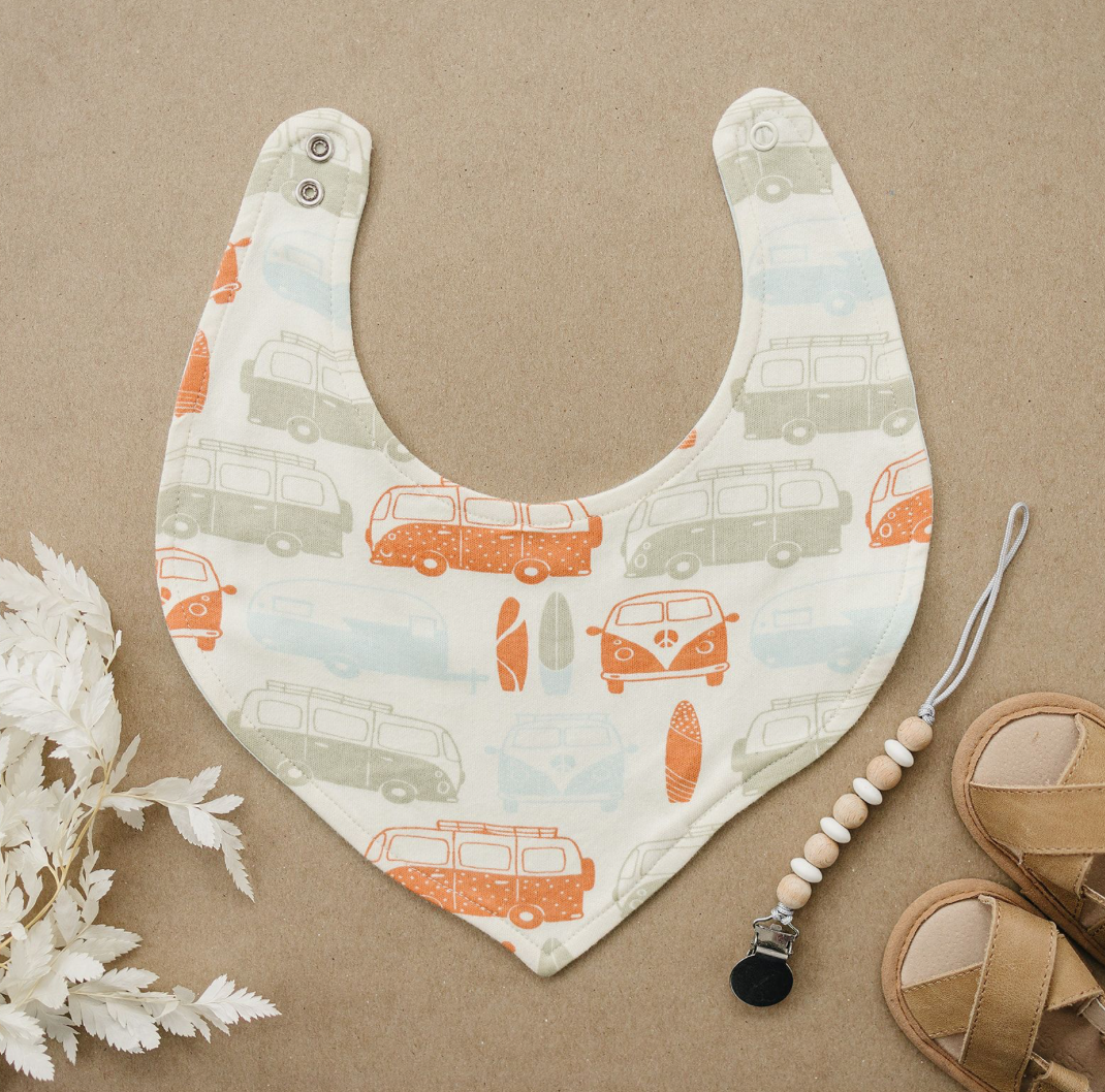 Organic Cotton Bib - Vintage Busses