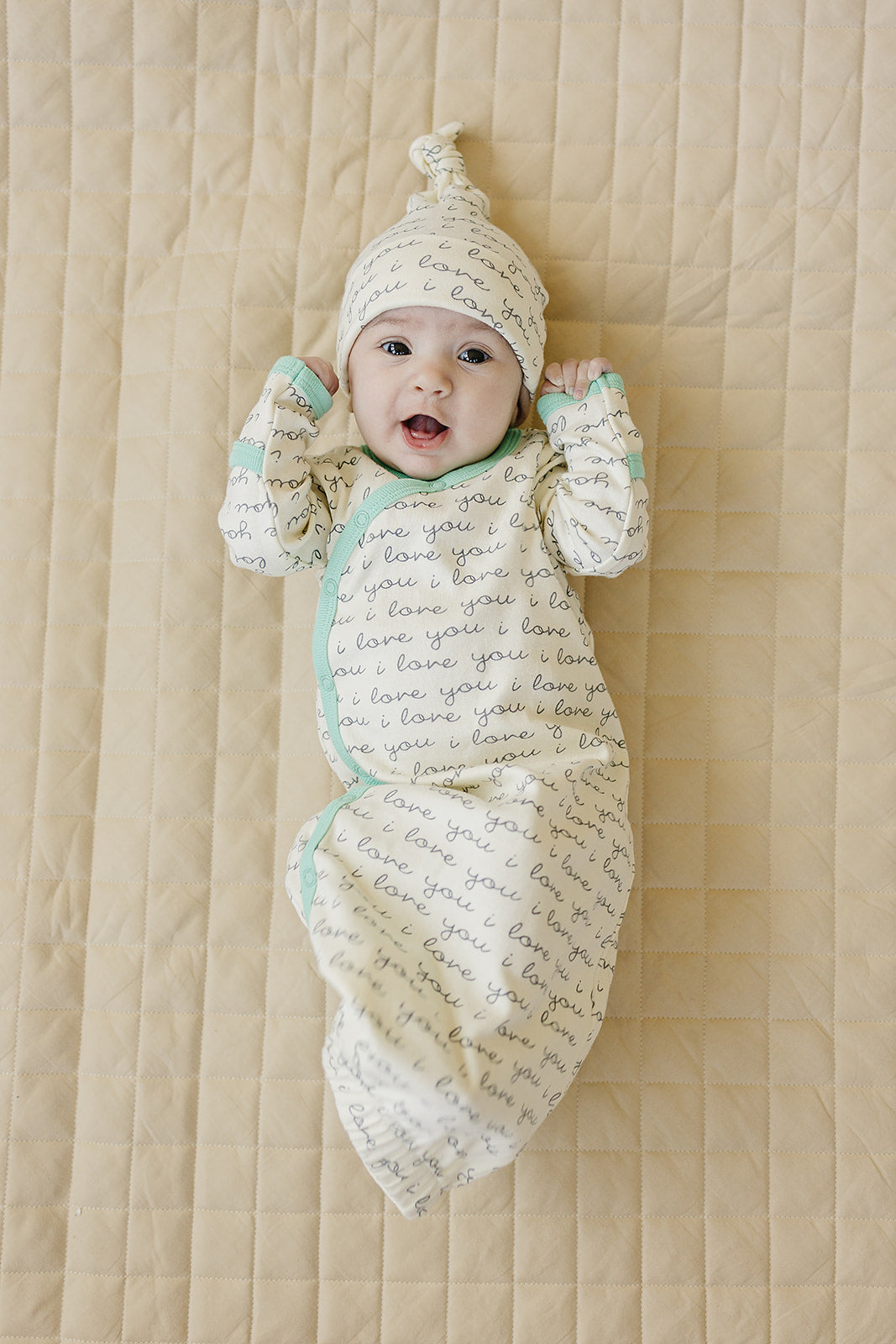 GOTS Certified Organic Cotton Gown - I Love You (Mint)