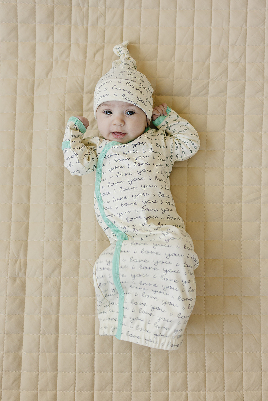 GOTS Certified Organic Cotton Gown - I Love You (Mint)