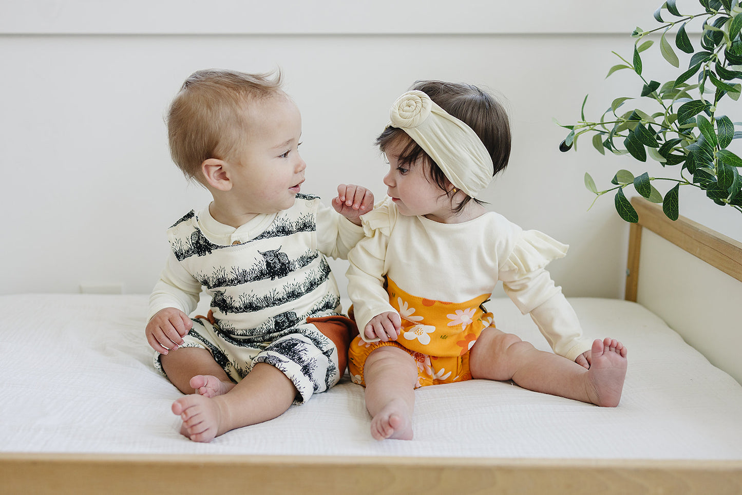 GOTS Certified Organic Cotton Long Sleeve Bubble Romper - Fall Floral