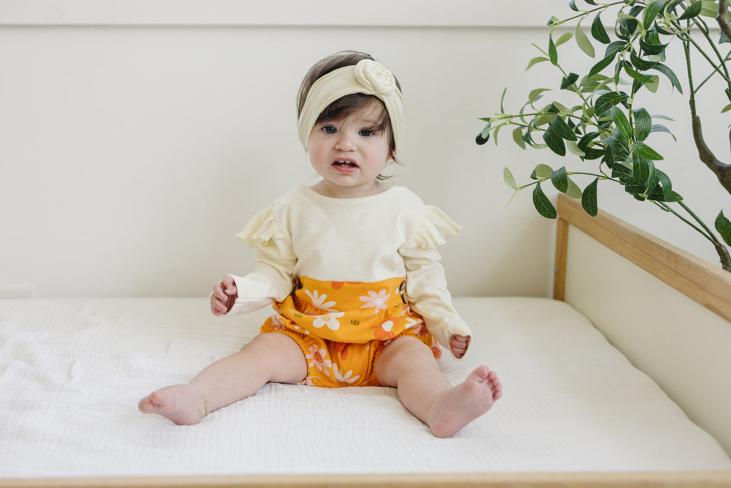 GOTS Certified Organic Cotton Long Sleeve Bubble Romper - Fall Floral