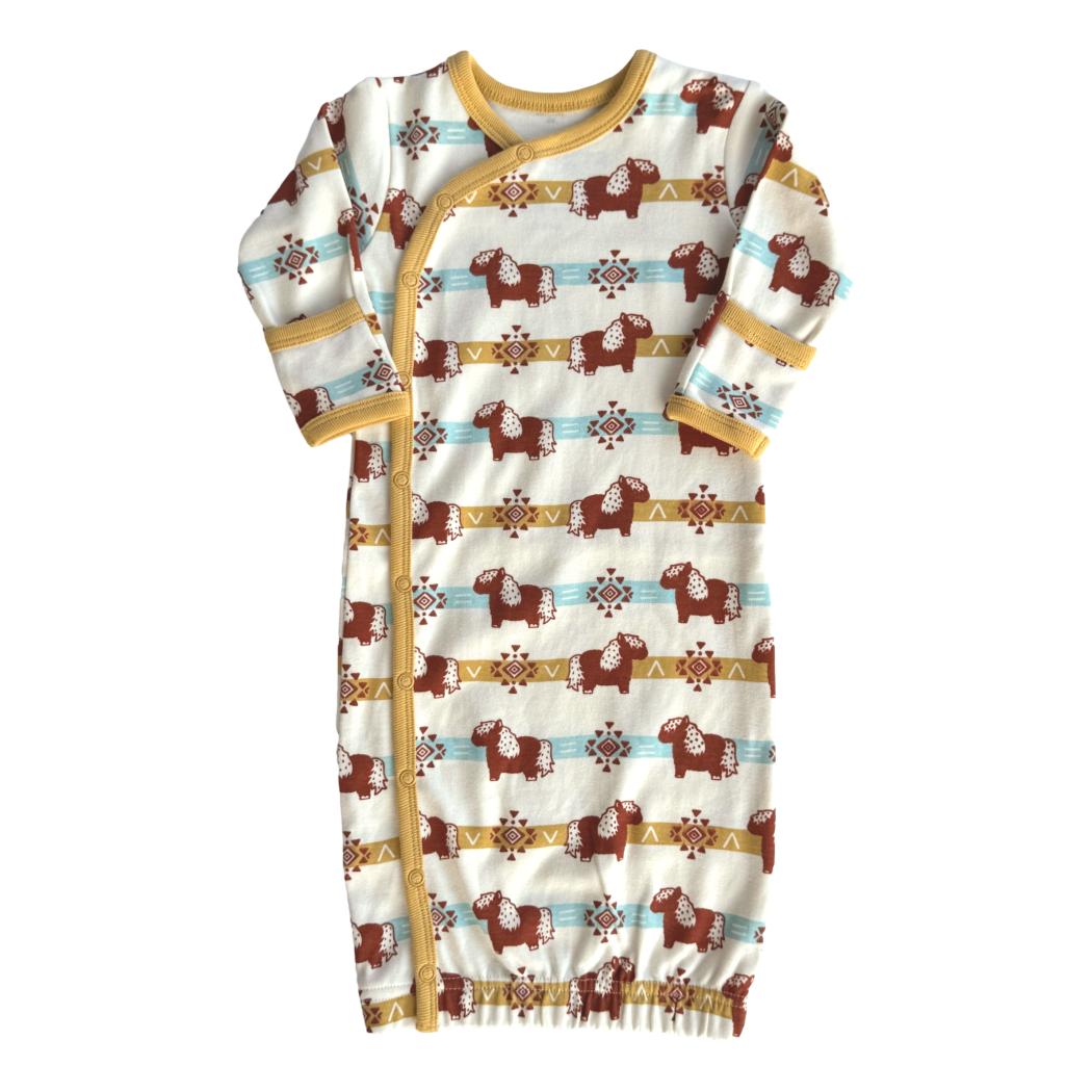 Organic Cotton Sleep Gown - Southwest Aztec Pony Print | Newborn Baby ...