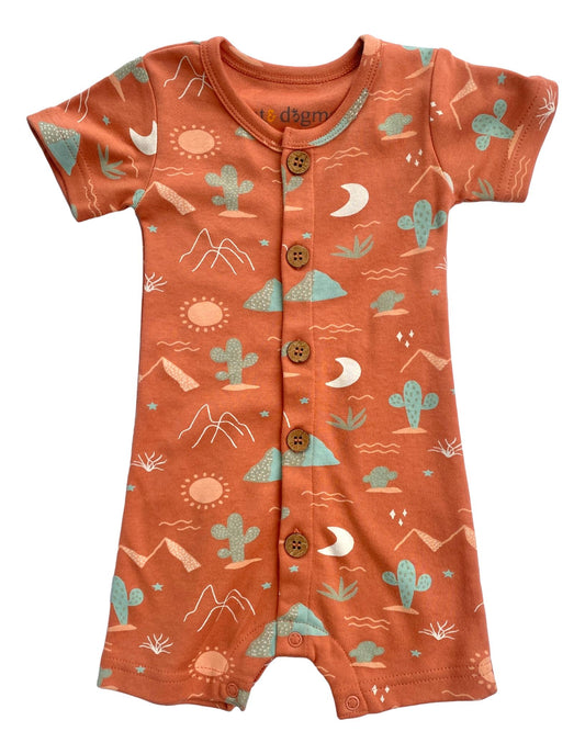 Organic Cotton Short Sleeve Romper - Desert