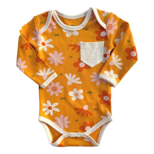 GOTS Certified Organic Cotton Long Sleeve Bodysuit - Fall Floral