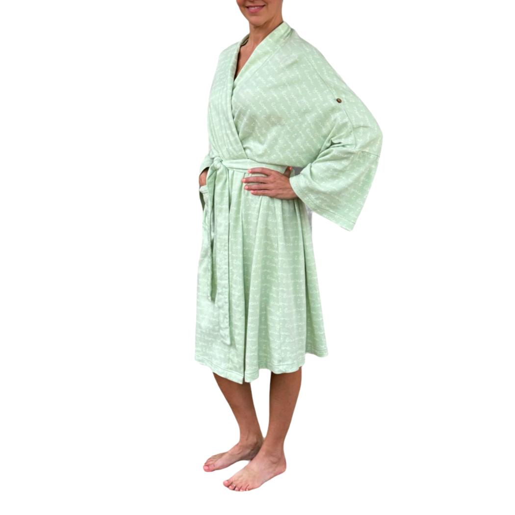 Organic Cotton Robe - I Love You - Desert Green