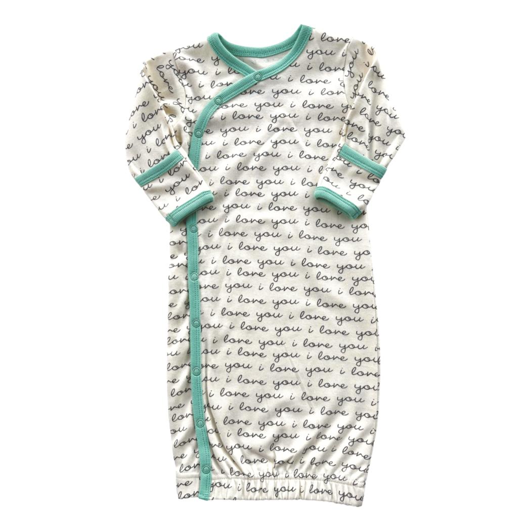 GOTS Certified Organic Cotton Gown - I Love You (Mint)