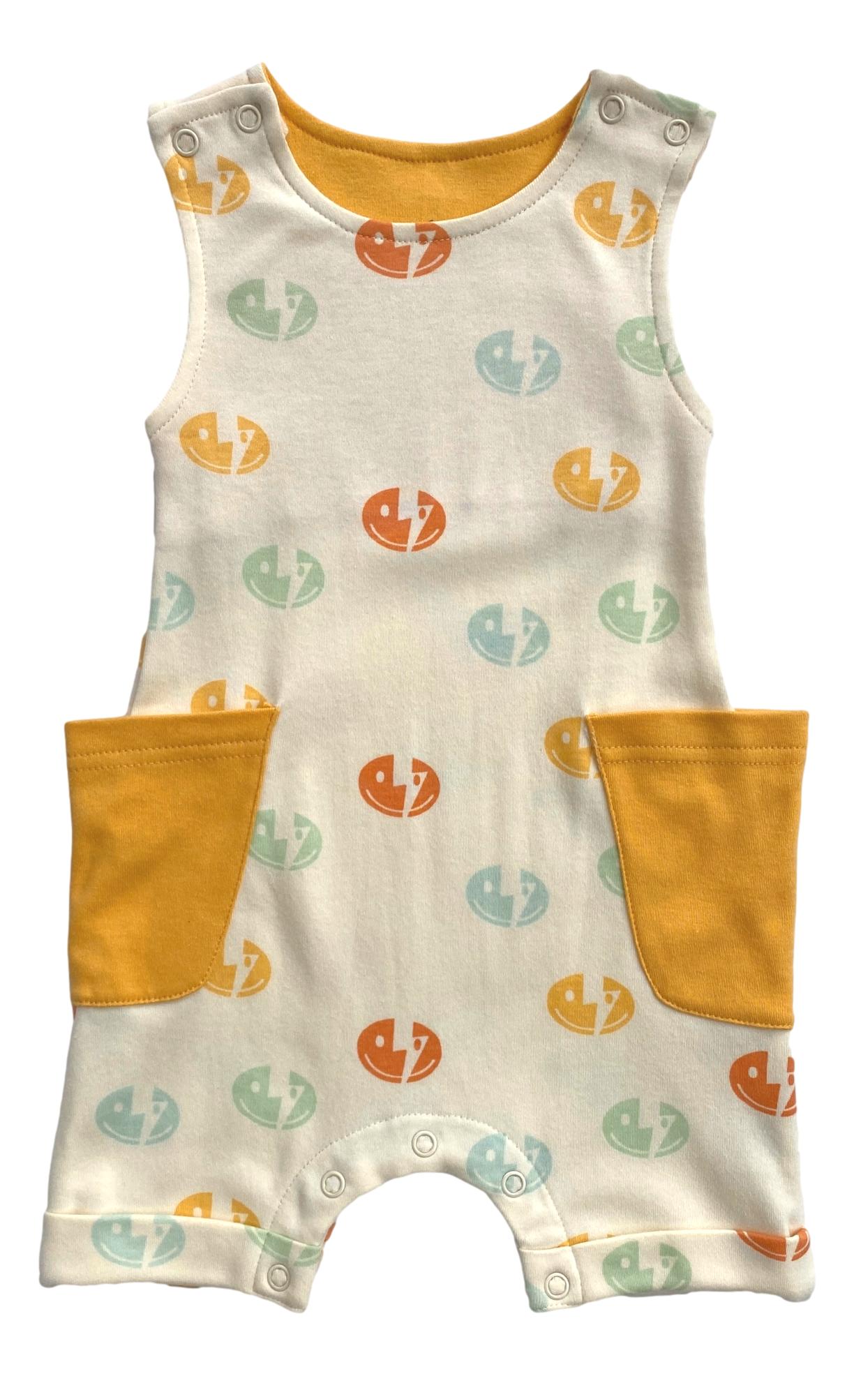 Organic Cotton Sleeveless Romper - Smiley Bolts