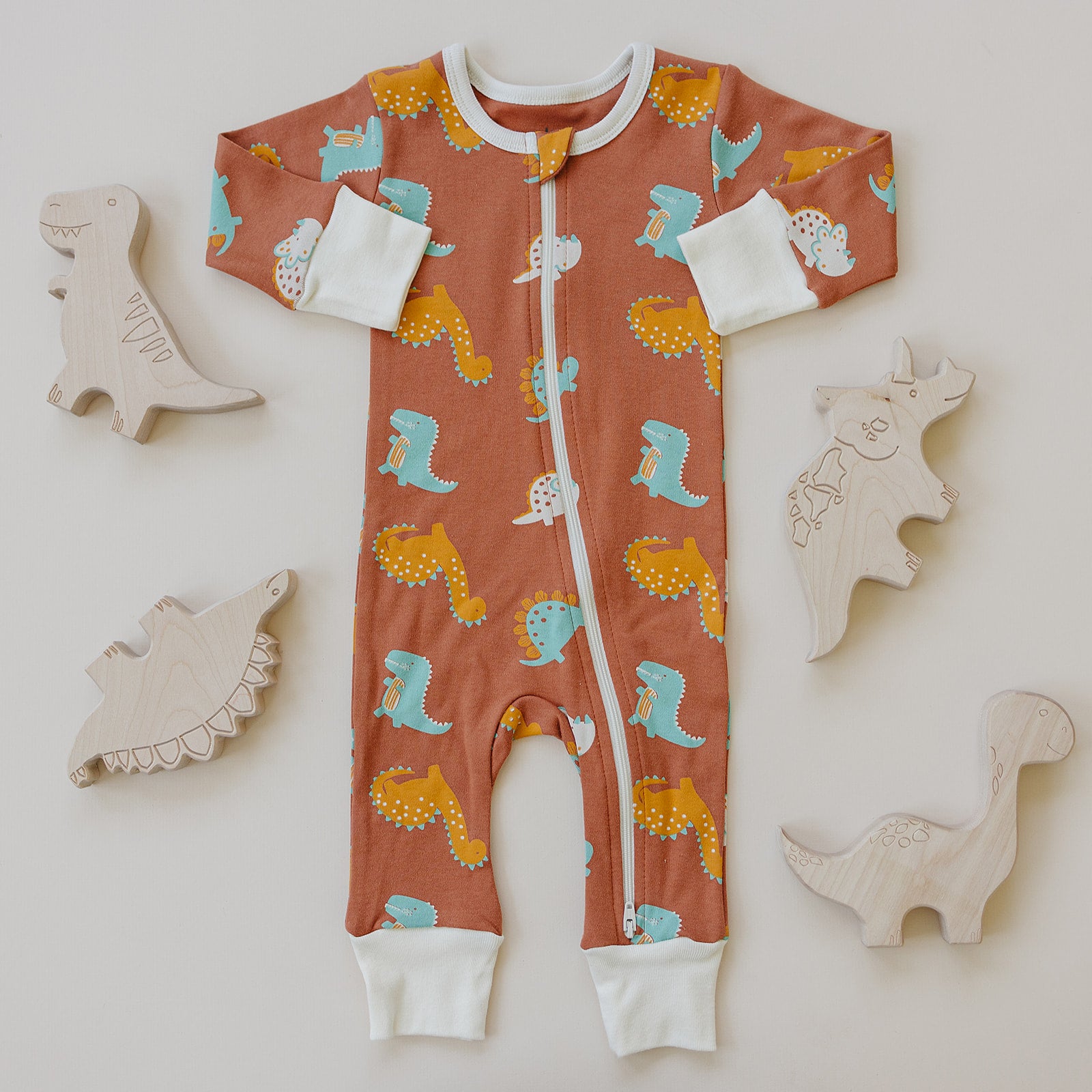 GOTS Certified Organic Cotton Zip Romper - Dino | Chemical-Free