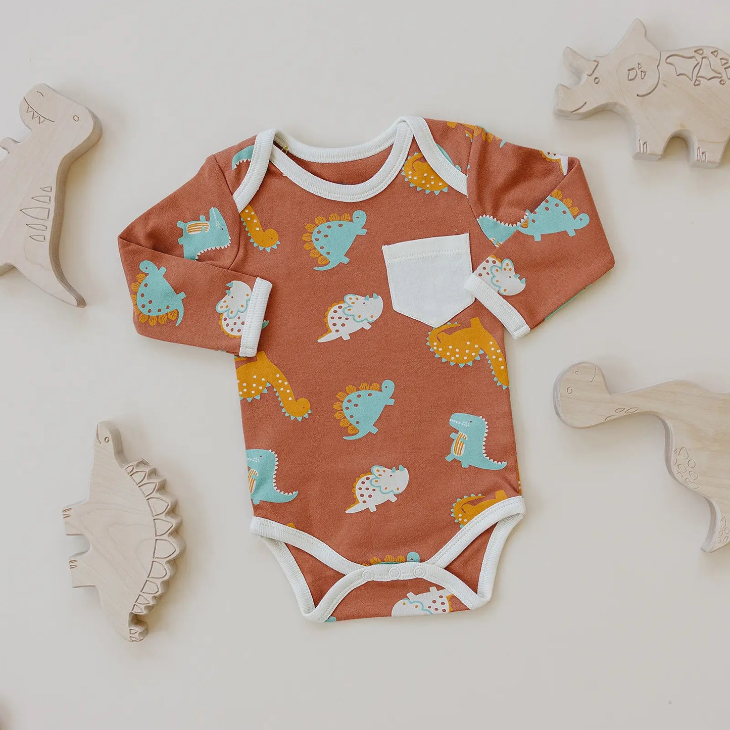 GOTS Certified Organic Cotton Long Sleeve Bodysuit - Dino